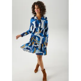Aniston CASUAL Tunikakleid Grafisch Marine/Royalblau/Hellblau/Wollweiß/Dunkelbeige 38
