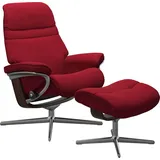 Stressless Stressless® Relaxsessel »Sunrise«, (Set, Relaxsessel mit Hocker), mit Hocker, mit Cross Base, Größe S, M & L, Holzakzent Braun rot