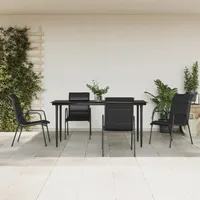 VidaXL 5-tlg. Garten-Essgruppe Schwarz Stahl und Textilene
