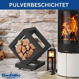 DanDiBo Ambiente DanDiBo Kaminholzregal Innen Metall Schwarz Würfel Quadratisch 96606 Brennholzregal Holzaufbewahrung Kaminholzständer Feuerholzregal - Schwarz