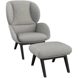Ohrensessel FLEXLUX "Adria Designsessel, Loungesessel", grau (sophisto grau), B:78cm H:100cm T:96cm, 100% Polyester, Sessel, Stil & Komfort, organische Form, Fuß Holz schwarz