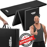 MIWEBA Sports Gymnastikmatte GM100, faltbar, rutschfest, Turnmatte für zuhause, Tragegriffe, PVC (Schwarz)