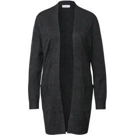 street one studio STREET ONE STUDIO, Damen, Gr. 40, industrial grau meliert, Feinstrick, 30% Polyester, 27% Polyacryl, 23% Polyamid, 20% Viskose, unifarben, regular fit lang, ohne Ausschnitt, Bündchen, Strickjacken Longstrickjacke, aus softem Materialmix