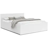 Schlafzimmer Bett mit Bettzeug Aufbewahrung – Möbelplatte – Hochgezogener Lattenrost – Panama – 120/140/160/180 x 200 – (Weiß, 160 x 200)