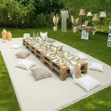 Extra große weiße Picknickdecke, maschinenwaschbar, Baumwolle, Stranddecke, tragbare Outdoor-Decke für Camping, Rasen, Park, perfekt für Frühling und Sommer (180,3 x 180,3 cm und 180,3 x 299,7 cm)