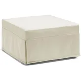 Klappbett Ancilla, Puff Umwandelbar In Einzelbett, 100% Made In Italy, Sitzpuff Aus Stoff Fürs Wohnzimmer, Cm 80x80h45, Creme - Talamo Italia