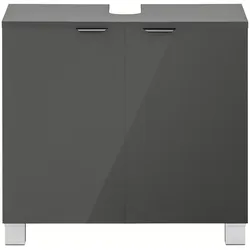 Waschbeckenunterschrank WELLTIME "Lage", grau (grau hochglanz), B:60cm H:55cm T:35cm, Schränke, Pflegeleichte Oberfläche, viel Stauraum, FSC-zertifiziert