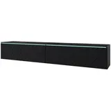veneti P & B Lowboard 180x30 cm Schwarz Holzwerkstoff