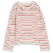 Tom Tailor Strickpullover mit Streifen Beige / Pink M