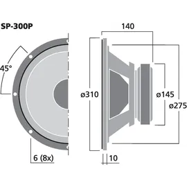 Monacor SP-300P Lautsprecher 200 Watt 8 Ohm