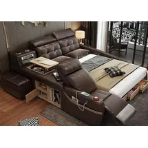 aea Multifunktion Design Bett Big Kunstleder Hotel Polster 180x200 Betten Neu - Braun