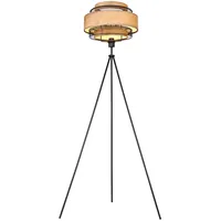 GLOBO Stehleuchte Deckenfluter Holz Wohnzimmerleuchte Beistelllampe Schlafzimmer, 3-Bein Stativ