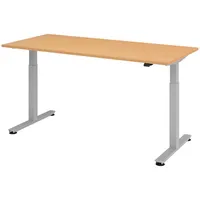 Bümö Schreibtisch Buche 180x80 cm, Gestell: Silber, - Büroschreibtisch