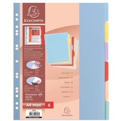 EXACOMPTA Kunststoffregister »4806E« 6-teilig blanko A4 Maxi mit Index mehrfarbig, 24.5x29.7 cm