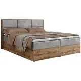 MKS Meble MKS Boxbett, Hellgrau Textil, 2-Sitzer, H3, 7-Zonen, Rechteckig, 180x200 cm, Schlafzimmer, Betten, Boxspringbetten