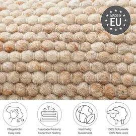 THEKO Handwebteppich Alpen beige ¦ Wolle ¦ Maße (cm): B: 170 H: 1,2