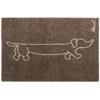Mad about Mats Fußmatte Candy, Rechteckig, Türvorleger Schmutzfangmatte Outdoor, mit Motiv, Hund, Dackel, braun, wetterfest, rutschfest, waschbar, Hautür außen, 50 x 75 cm, 0,9 cm hoch braun