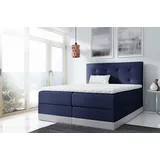 Einzelbett Tory 180x200, blau, gepolstert + Matratzenauflage - Blau