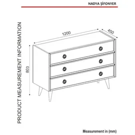 moebel17 Kommode, weiß walnuss Nachbildung B/H/T: ca. 120.4x80.3x36 cm, - weiß, walnuss