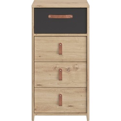 Hochkommode GAMI "Arthus", schwarz (eiche artisan, schwarz), B:44cm H:87cm T:41cm, Sideboards, Schubladenkommode