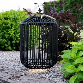 Best Season Deko-Korb Solar LED 48 cm Metall spritzwassergeschützt schwarz