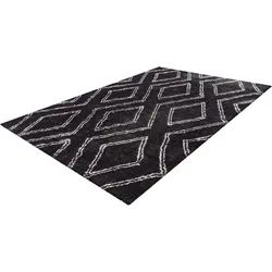 Teppich ME GUSTA "Orlando 225", grau (anthrazit), B:120cm H:27mm L:170cm, Polyester, Teppiche, Weicher Hochflorteppich, dezent gestaltet,Fußbodenheizung geeignet