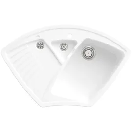 Villeroy & Boch Arena Eck Weiß Alpin + Handbetätigung + Lochbohrungen