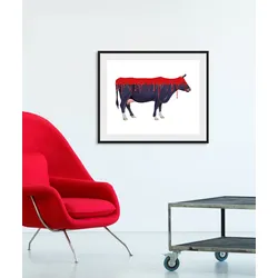 queence Bild »Bunte Kuh«, Kuh-Kunst-Kuhbilder-Kühe, (1 St.), HD Premium Poster-Druck inkl. Holzrahmen queence Farbe Rahmen: schwarz + Farbe Bild(er): schwarz/grün