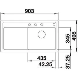 Blanco Zenar 5 S-F rechts flächenbündig silgranit schwarz Handbetätigung 903 x 498 mm