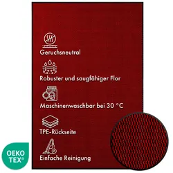 KARAT Schmutzfangmatte SKY Novo Einzigartiger TPE-Rücken Rot 135 x 200 cm