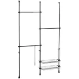 [en.casa] Teleskopgarderobe Kemi mit 3 Garderobenstangen 160 - 200 cm