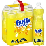 Fanta Zero Lemon Limonade – zuckerfreies, kalorienfreies Erfrischungsgetränk mit fruchtigem Zitrone-Geschmack – 6x 1,25L Einweg PET Flaschen – Vorratspack