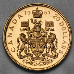 Goldmünze 20 Dollars Elizabeth II. 1967 Jubiläum 100 Jahre Unabhängigkeit (Kanada)