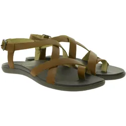 OluKai Upena Echtleder-Sandalen flache Damen Sommer-Schuhe mit Zehentrenner 20288-KHKH Braun - 36