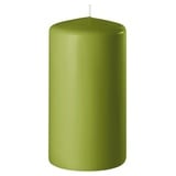 Wenzel Stumpenkerze H 13 cm SAFE CANDLE, Olivgrün - Paraffinwachs - 7 x 13 cm - selbstlöschend