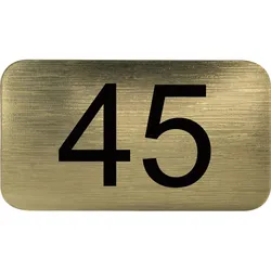 Nummernschild selbstklebend, 35 x 20 mm, Type 45, Kunststoff gold metallic