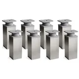 sossai® Möbelfuß Design-Möbelfüße, 4er & 8er Set, höhenverstellbar MFV1, Farbe: Inox/G, (8-St), Farbe: Inox/Grau grau 8 cm