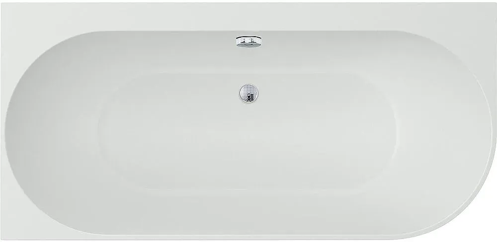 Eck-Badewanne Arnon BxHxT:1660x580x800mm Rundnung rechts ohne Ablaufganitur mit Überlaufloch, Acryl weiß