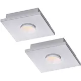 Fischer Leuchten - Deckenlampe Deckenleuchte LED weiß Wohnraumlampe 3-Stufen Dimmer, Metall silber, 1x LED 4W 360Lm warmweiß, LxBxH 17x17x4 cm, 2er