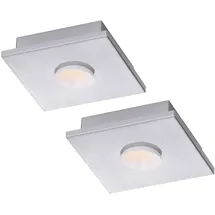 Fischer Leuchten - Deckenlampe Deckenleuchte LED weiß Wohnraumlampe 3-Stufen Dimmer, Metall silber, 1x LED 4W 360Lm warmweiß, LxBxH 17x17x4 cm, 2er