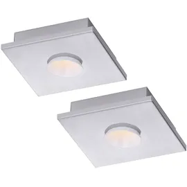 Fischer Leuchten - Deckenlampe Deckenleuchte LED weiß Wohnraumlampe 3-Stufen Dimmer, Metall silber, 1x LED 4W 360Lm warmweiß, LxBxH 17x17x4 cm, 2er