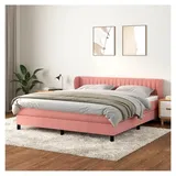 Lattenrost mit Matratze, Rosa, 160 x 200 cm, Velours, Plattform, mit Lattenhalter, einfache Montage, für Schlafzimmer, Erwachsene