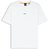 Boss T-Shirt mit Label-Print, Weiss, M