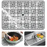 LeapBeast Spülbeckeneinlage Silikon, Matte für Spülbecken,Spülbeckeneinlage Eckig, Spülbecken Matte zum Abstellen und Trocken von Besteck Hitze und Rutschfestigkeit (Weiße Asche, 40 x 27 x 1.2cm)
