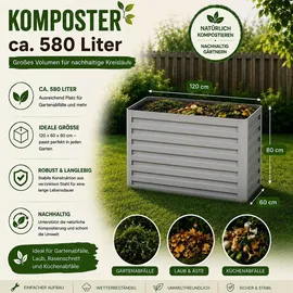 Vicco Komposter Silber, 120 x 60 cm, Gartenzubehör, Gartenpflege, Gartengeräte