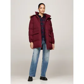 Tommy Hilfiger Steppjacke "TJW MIDI ALASKA FAUX FUR", Damen, Gr. S (36), rot (deep rouge), Web, Obermaterial: 100% Polyester. Futter: 100% Polyester, unifarben, normal hüftbedeckend, Bündchen mit Klettverschluss, Jacken Steppjacke, mit Fellimitat
