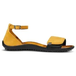 Barfußschuh LEGUANO, Damen, Gr. 40, gelb (senfgelb), Textil, Lederimitat, Velourslederimitat, sportlich, Schuhe Barfußschuh Riemchensandale Sandale, Sommerschuh, Sandale, Sandalette, mit praktischem Klettverschluss