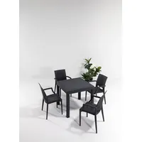 Skye Decor, Rattan 80x80 Small Lux Masa Takimi - Anthracite, Gartentisch- und Stühle-Set (5-teilig), 100 % POLYPROPYLEN, Anthrazit, 52 x 55 x 88 cm - Grau