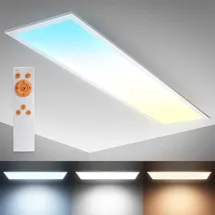 B.K.Licht - Deckenlampe mit Fernbedienung, dimmbar, ultraflach, LED Panel, LED Deckenleuchte, LED Lampe, Wohnzimmerlampe, Schlafzimmerlampe, Küchenlampe, 100x25x6,3 cm, Weiß