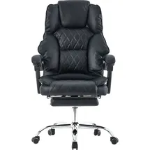 Trisens Bürostuhl mit Fußstütze und flexiblen 3-Punkt-Armlehnen - Schreibtischstuhl in Lederoptik mit Chrom-Base - ergonomischer Bürostuhl mit verstellbarer Rückenlehne